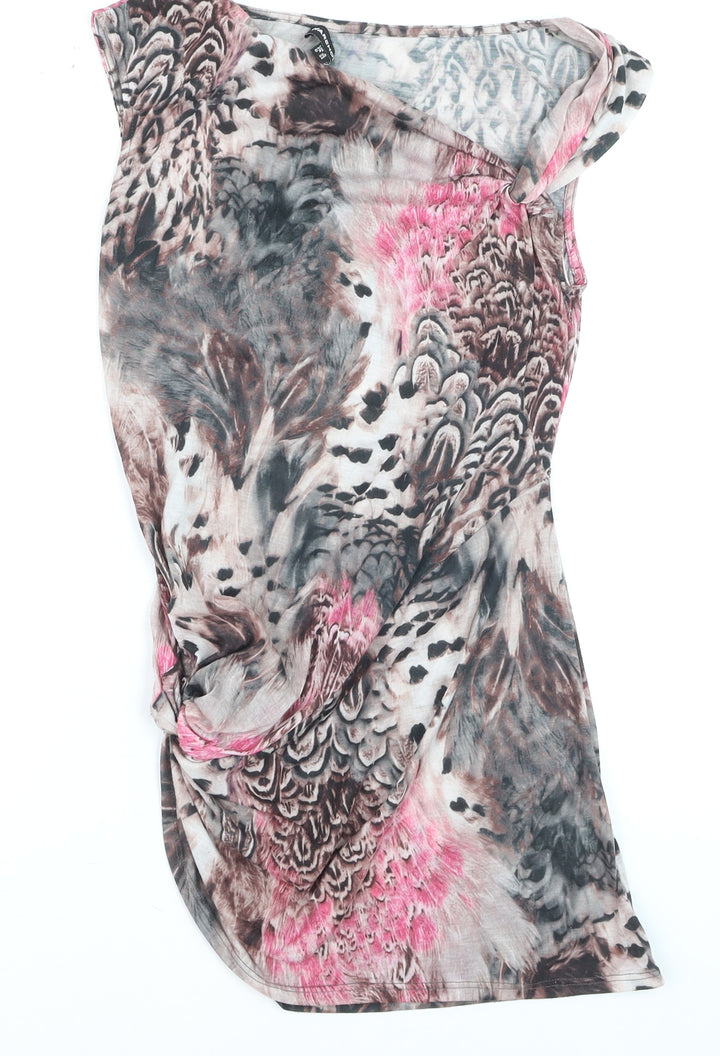 Warehouse Women’s Multicoloured Animal Print Wrap Blouse UK 8