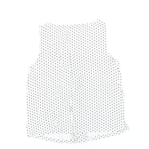 Mango Women White Polka Dot Sleeveless Button-Up Blouse Size 8