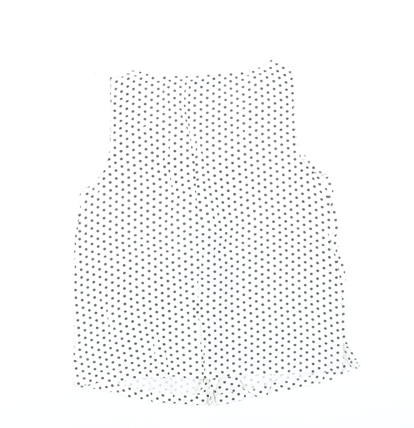 Mango Women White Polka Dot Sleeveless Button-Up Blouse Size 8