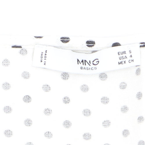 Mango Women White Polka Dot Sleeveless Button-Up Blouse Size 8