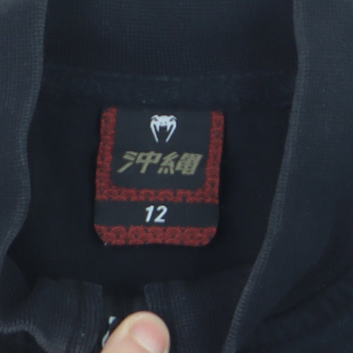 Venum Boys Black Full Zip Hoodie Size 12 Cotton Blend Sportswear