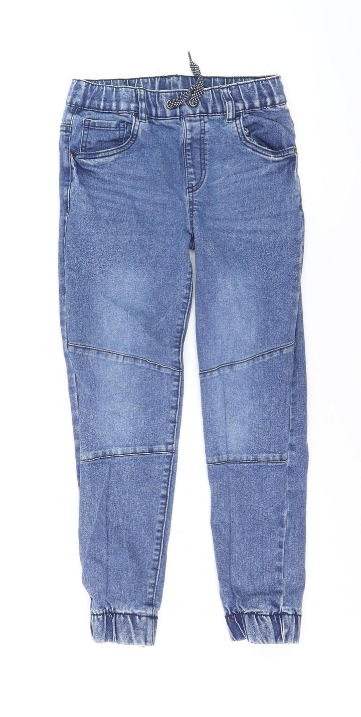 Little Kids Girls Blue Denim Jegging Jeans 8-9 Years Elastic Waist Drawstring