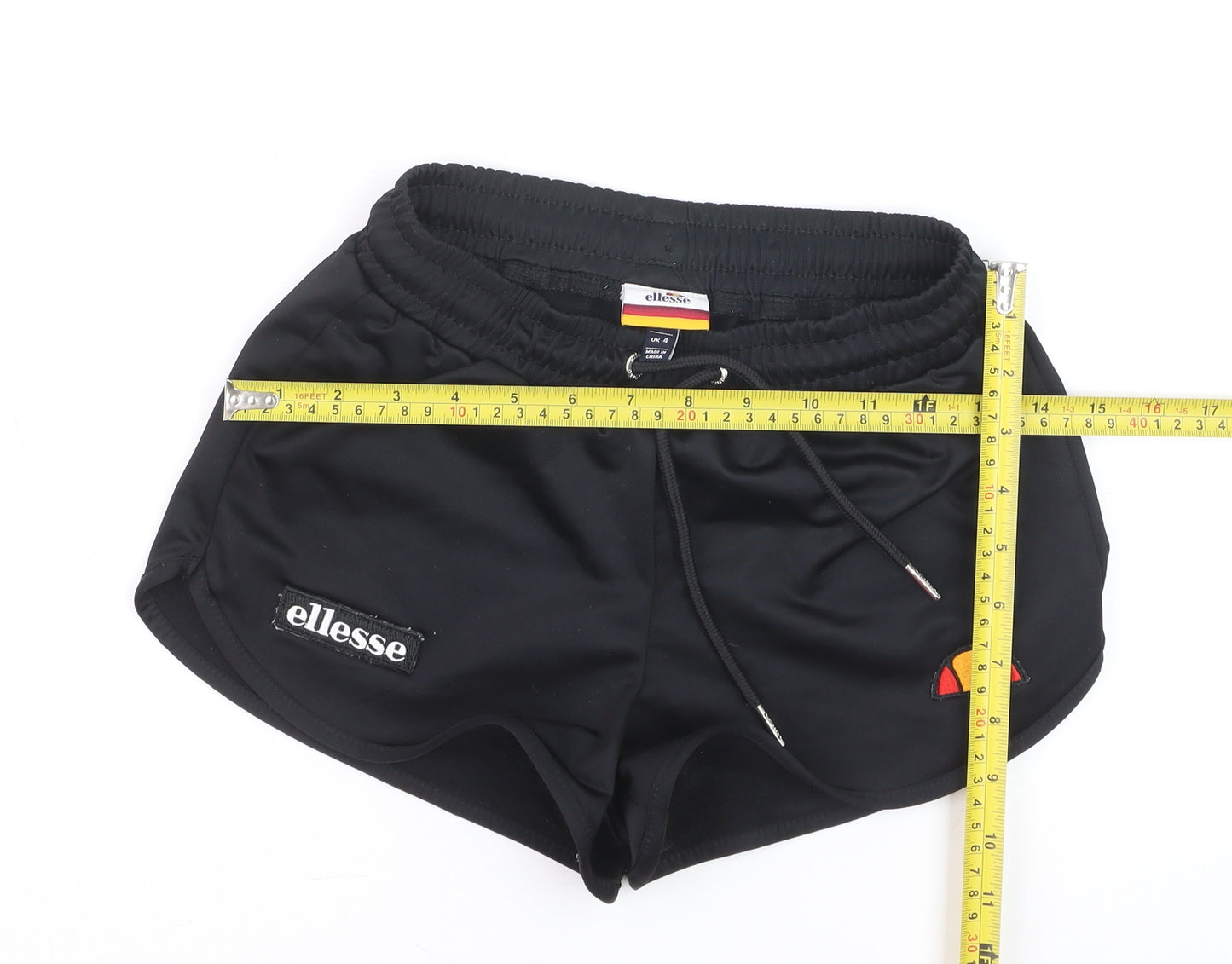 Ellesse Boys Black Athletic Shorts UK 4 Regular Fit Drawstring Sportswear