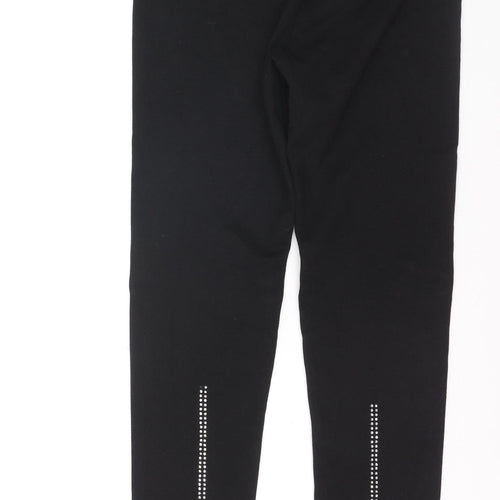 Paolo Connerti Women’s Black M Ankle Leggings Rhinestone Stretch Slim Fit