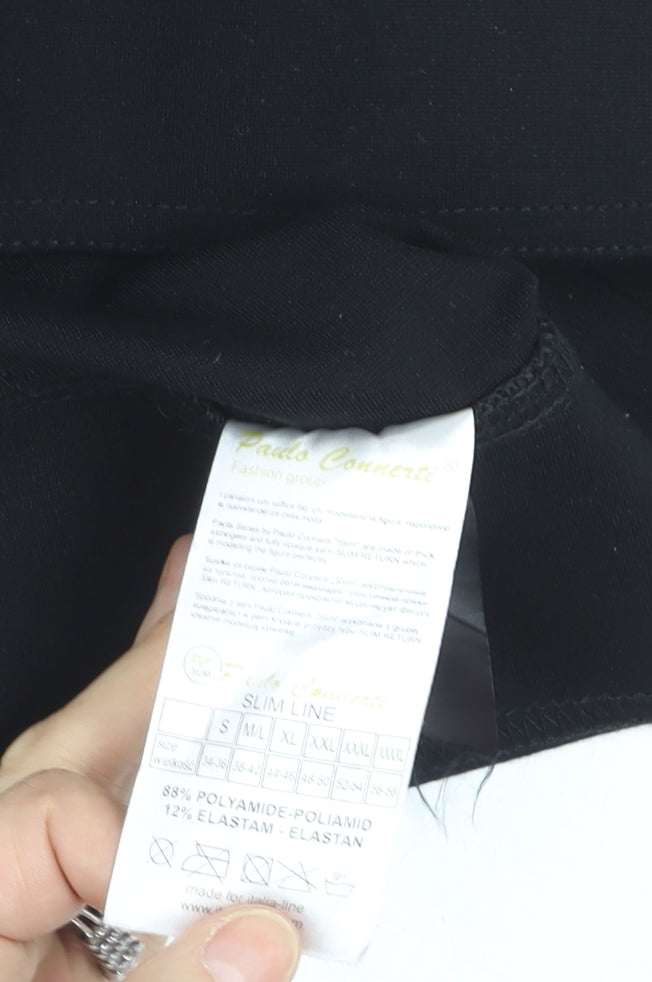 Paolo Connerti Women’s Black M Ankle Leggings Rhinestone Stretch Slim Fit