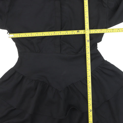 Boohoo Women’s Black Long Sleeve Ruffle Shirt Dress UK 10