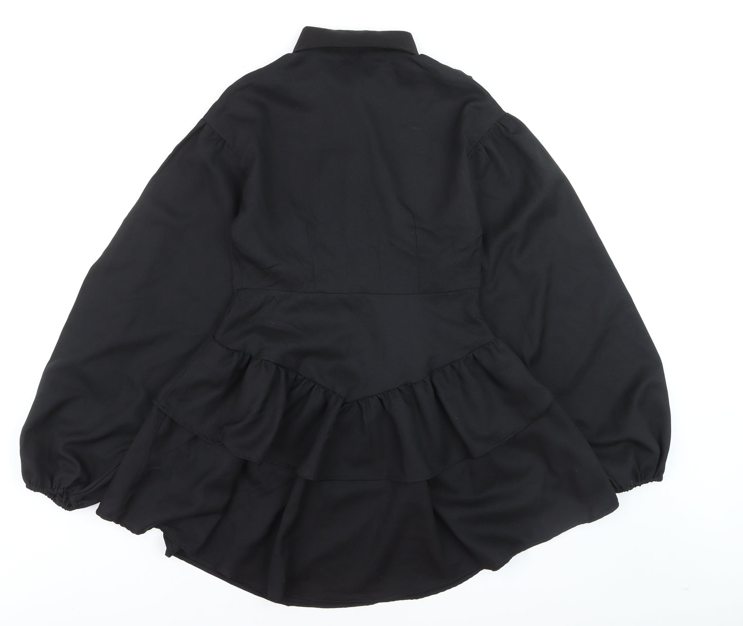 Boohoo Women’s Black Long Sleeve Ruffle Shirt Dress UK 10