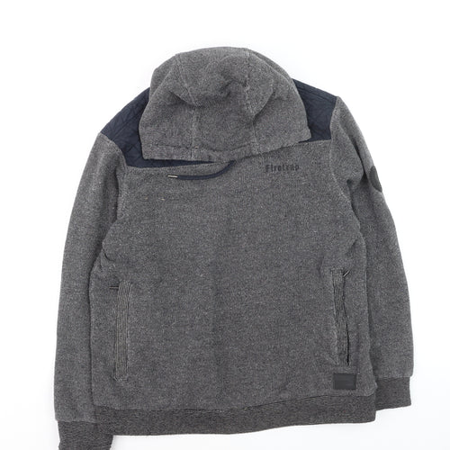 Firetrap Men's Grey Hooded Knit Jumper M Heavyweight Cotton Blend