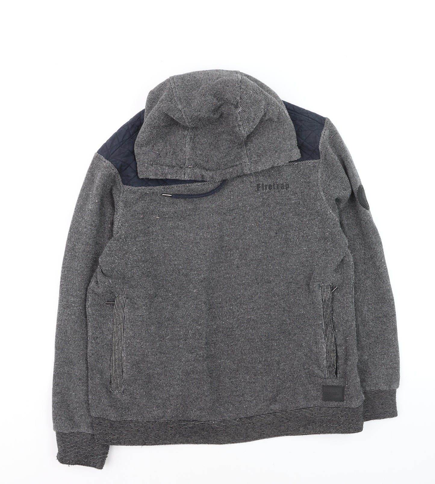 Firetrap Men's Grey Hooded Knit Jumper M Heavyweight Cotton Blend