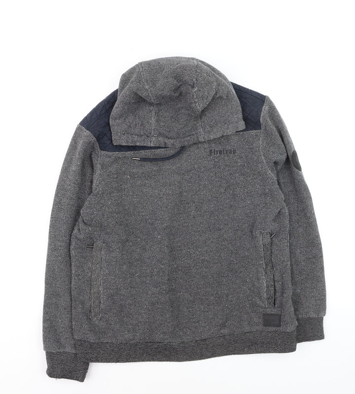 Firetrap Men's Grey Hooded Knit Jumper M Heavyweight Cotton Blend