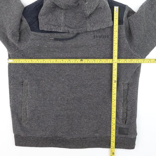 Firetrap Men's Grey Hooded Knit Jumper M Heavyweight Cotton Blend