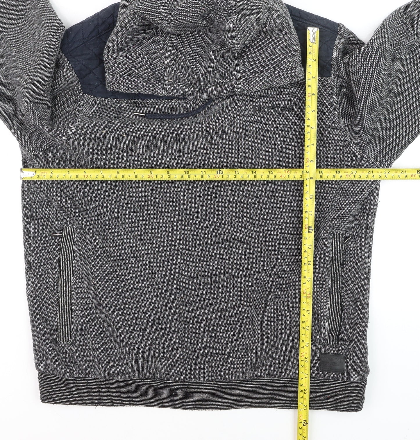 Firetrap Men's Grey Hooded Knit Jumper M Heavyweight Cotton Blend