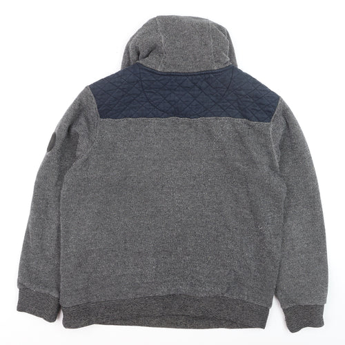 Firetrap Men's Grey Hooded Knit Jumper M Heavyweight Cotton Blend