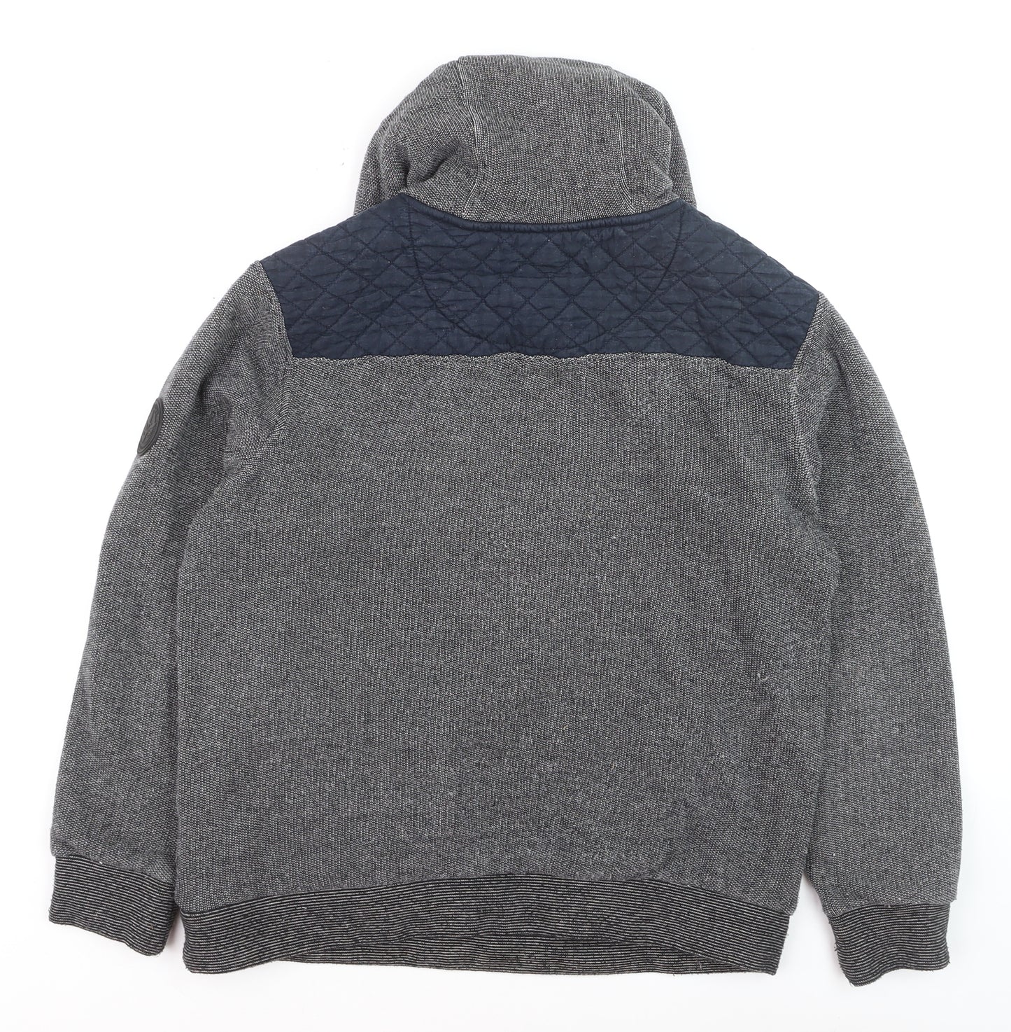 Firetrap Men's Grey Hooded Knit Jumper M Heavyweight Cotton Blend