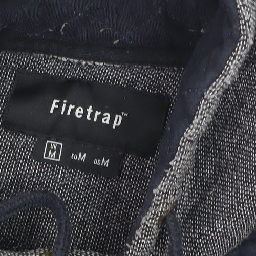 Firetrap Men's Grey Hooded Knit Jumper M Heavyweight Cotton Blend
