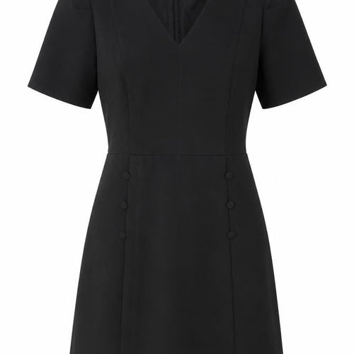 Oasis Women Black Short Sleeve V-Neck Shift Dress Size 12