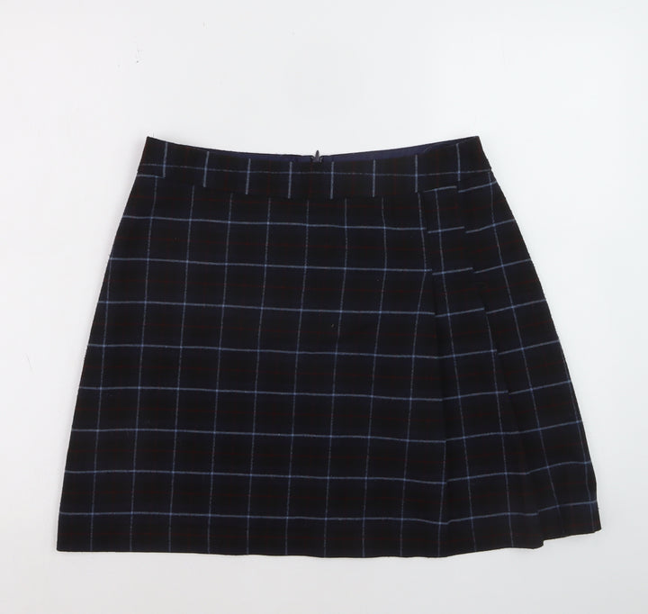 Oasis Women Black Checked A-Line Skirt Size 12