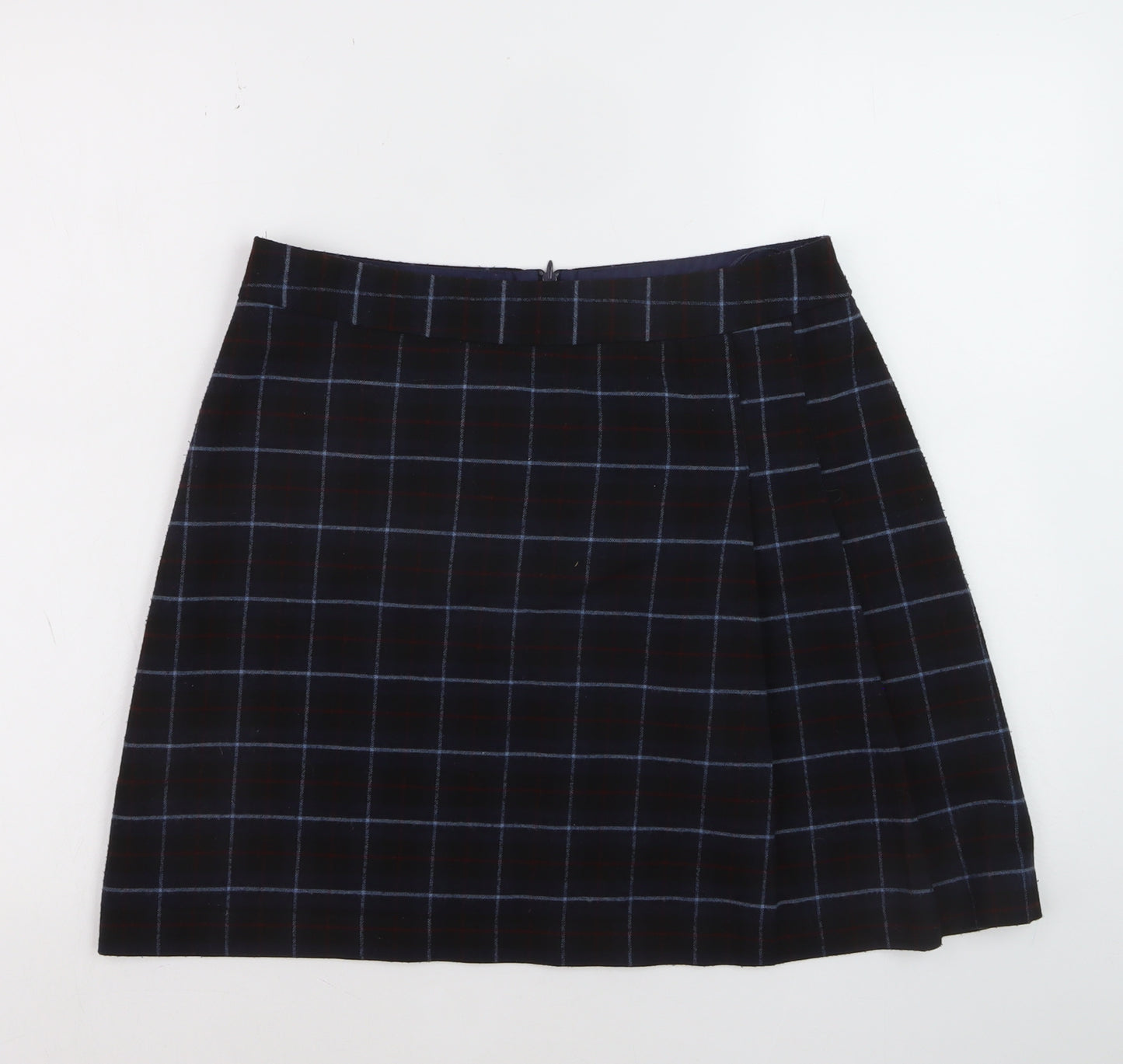 Oasis Women Black Checked A-Line Skirt Size 12