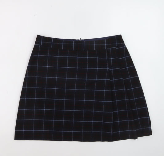 Oasis Women Black Checked A-Line Skirt Size 12