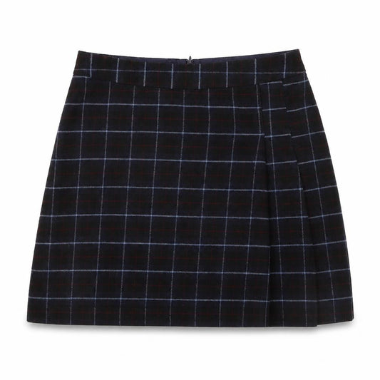 Front view of Oasis Women Black Checked A-Line Skirt, size 12