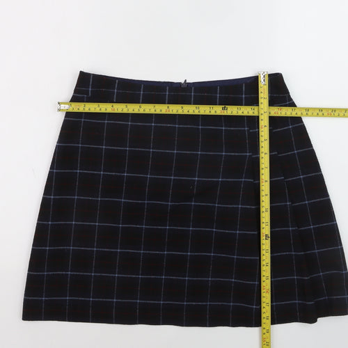 Oasis Women Black Checked A-Line Skirt Size 12