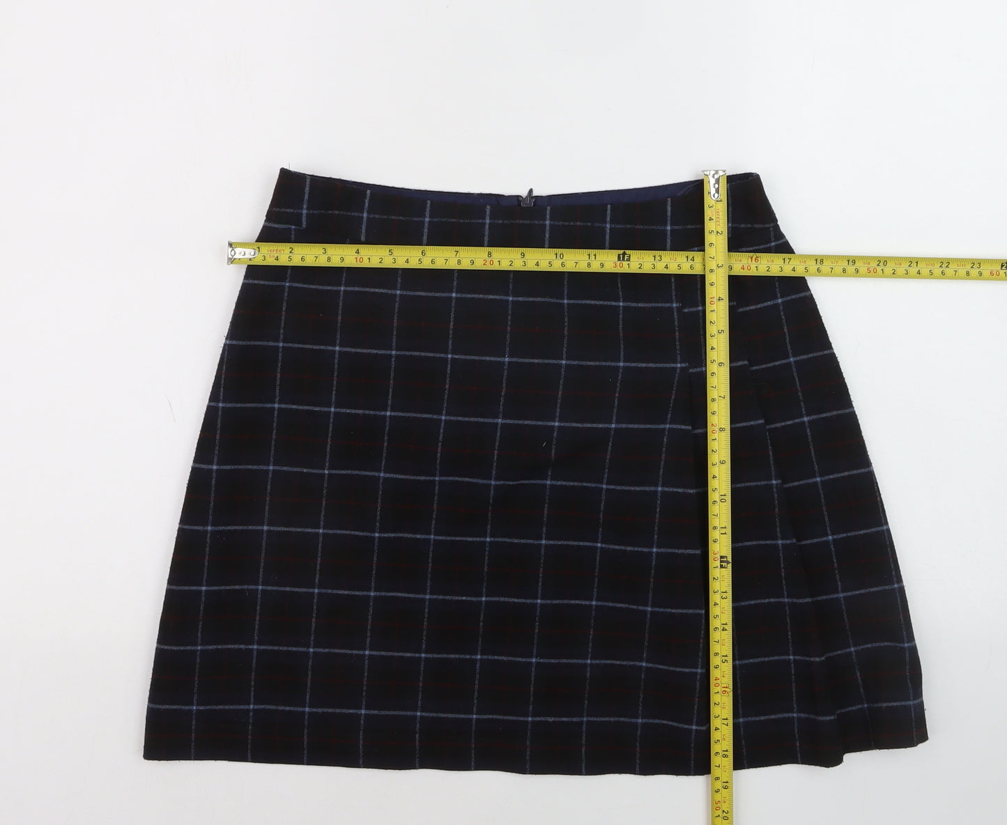 Oasis Women Black Checked A-Line Skirt Size 12