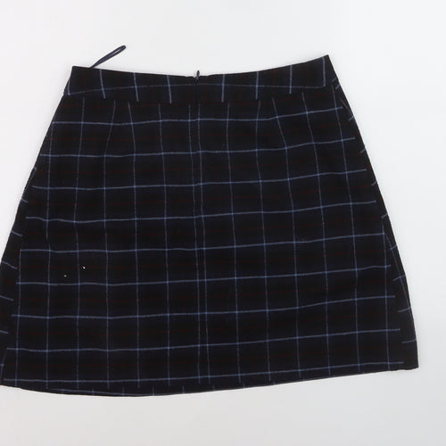 Oasis Women Black Checked A-Line Skirt Size 12