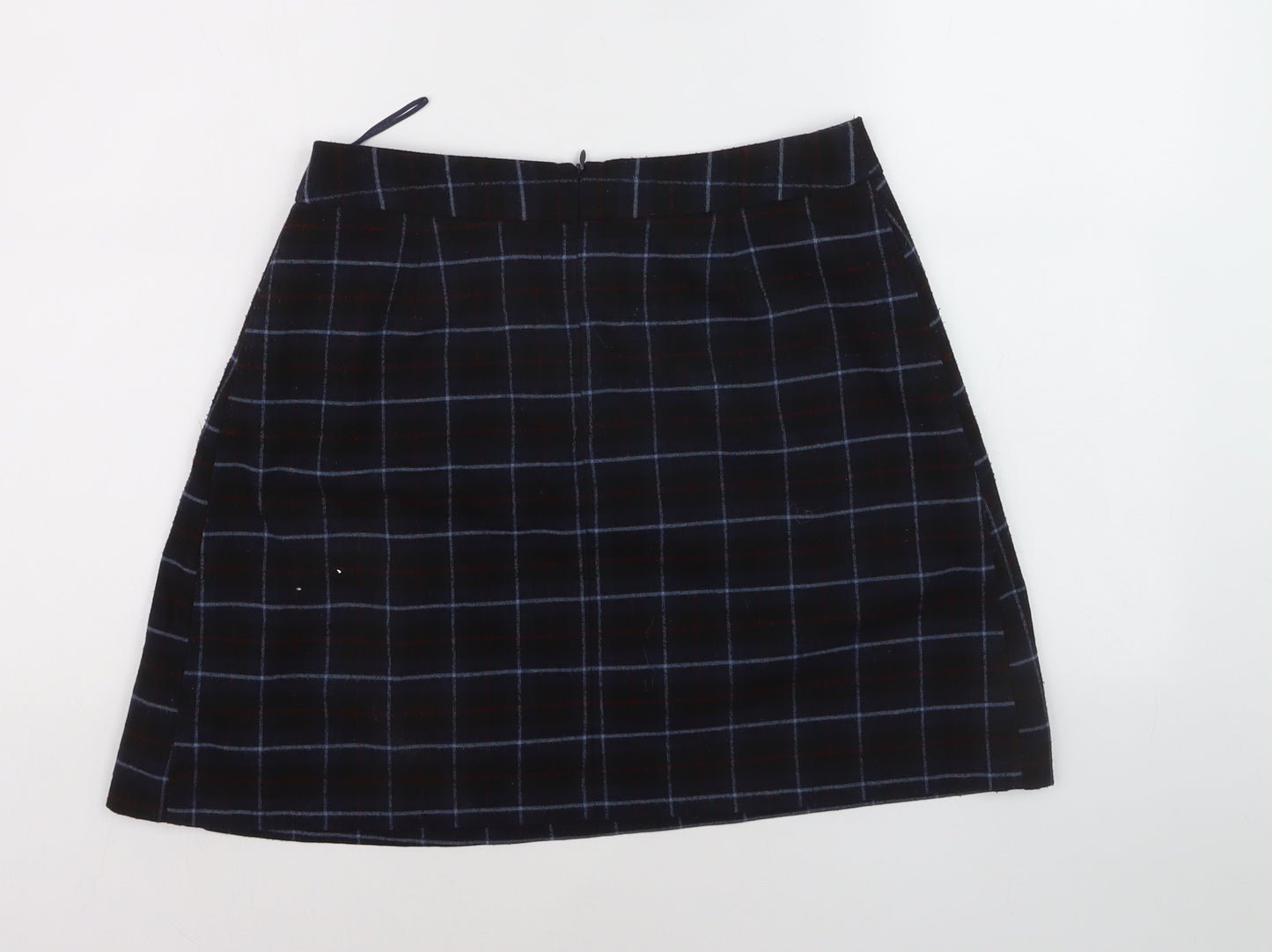 Oasis Women Black Checked A-Line Skirt Size 12