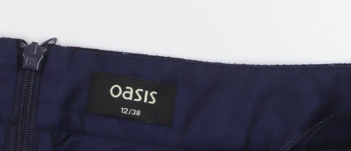 Oasis Women Black Checked A-Line Skirt Size 12