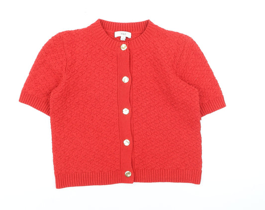 Marks and Spencer Women's Red Short Sleeve Knit Cardigan Size S