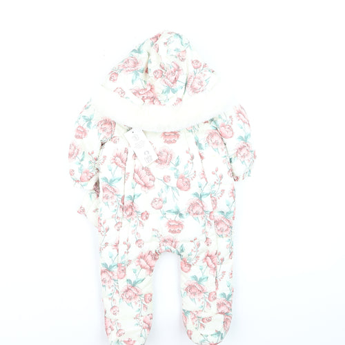 Fred & Flo Unisex Baby Ivory Floral Hooded Snowsuit 6-9 Months