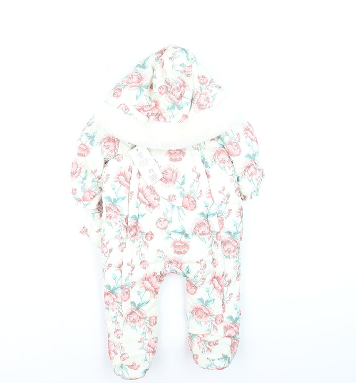 Fred & Flo Unisex Baby Ivory Floral Hooded Snowsuit 6-9 Months