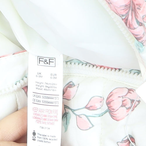 Fred & Flo Unisex Baby Ivory Floral Hooded Snowsuit 6-9 Months