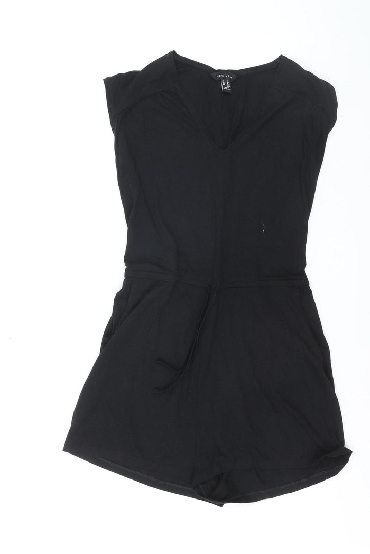 New Look Women's Black Size 8 Sleeveless V-Neck Playsuit