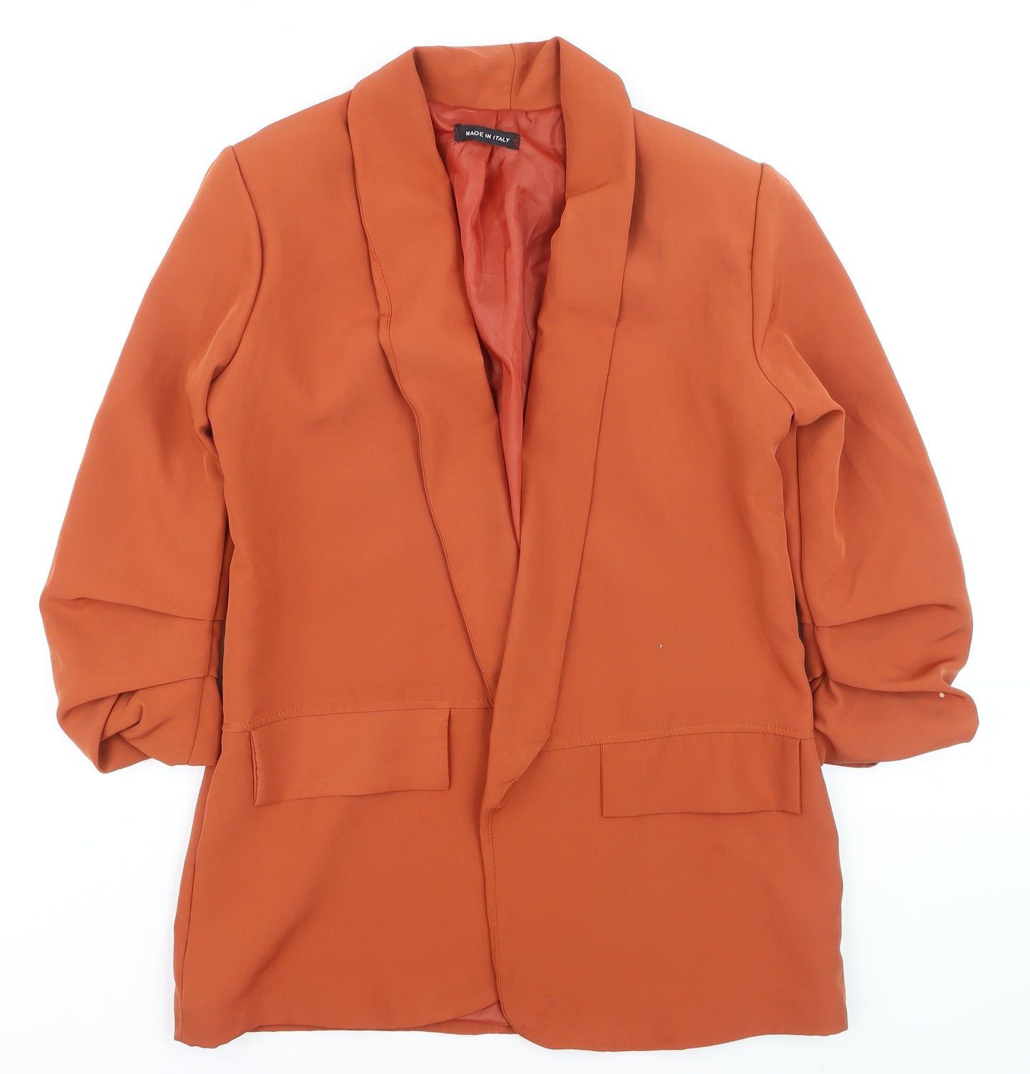 Made in Italy Women’s Orange Shawl Lapel Long Blazer L
