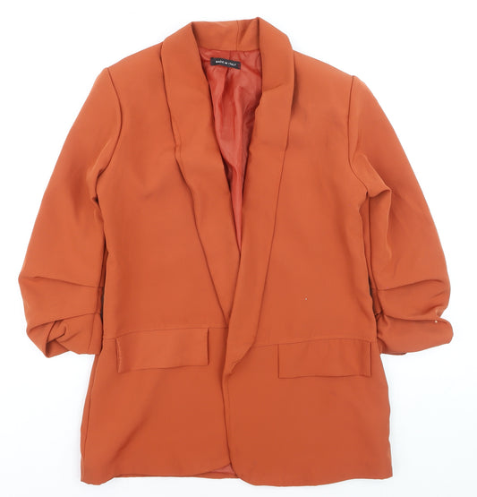 Made in Italy Women’s Orange Shawl Lapel Long Blazer L