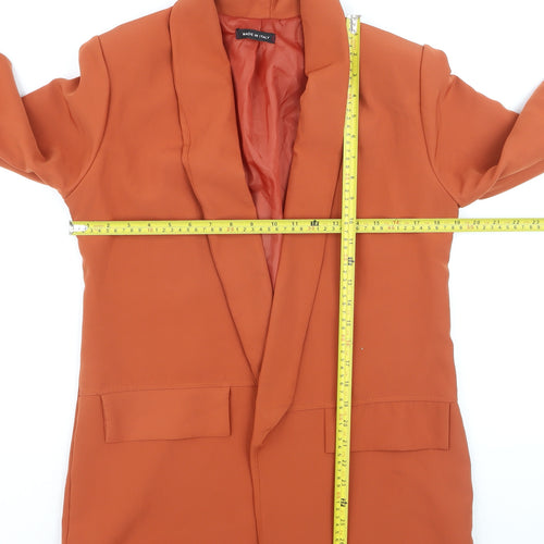 Made in Italy Women’s Orange Shawl Lapel Long Blazer L