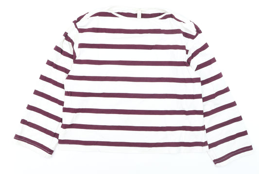 H&M Women’s Multicoloured Striped Long Sleeve Cotton T-Shirt XL