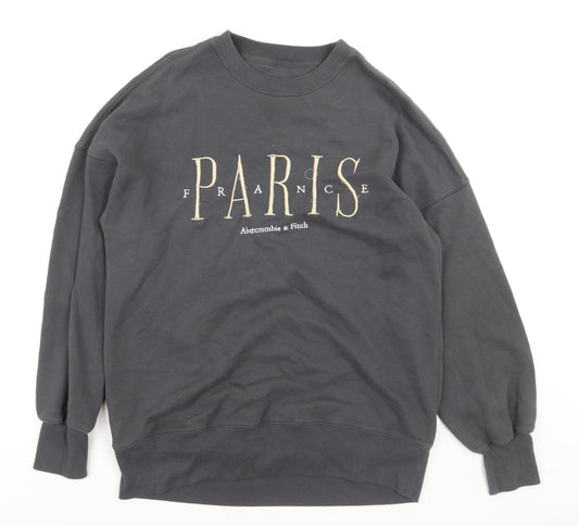 Abercrombie & Fitch Womens Grey Small Pullover Sweatshirt Paris Graphic