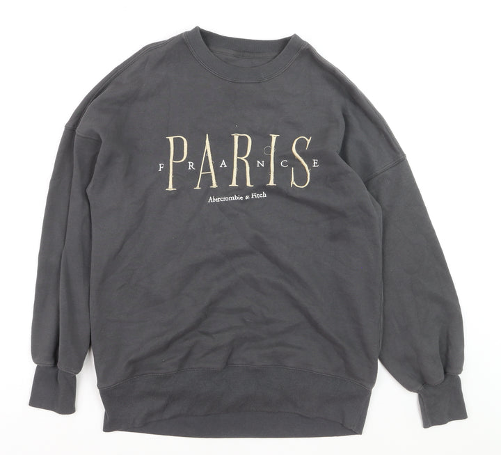 Abercrombie & Fitch Womens Grey Small Pullover Sweatshirt Paris Graphic
