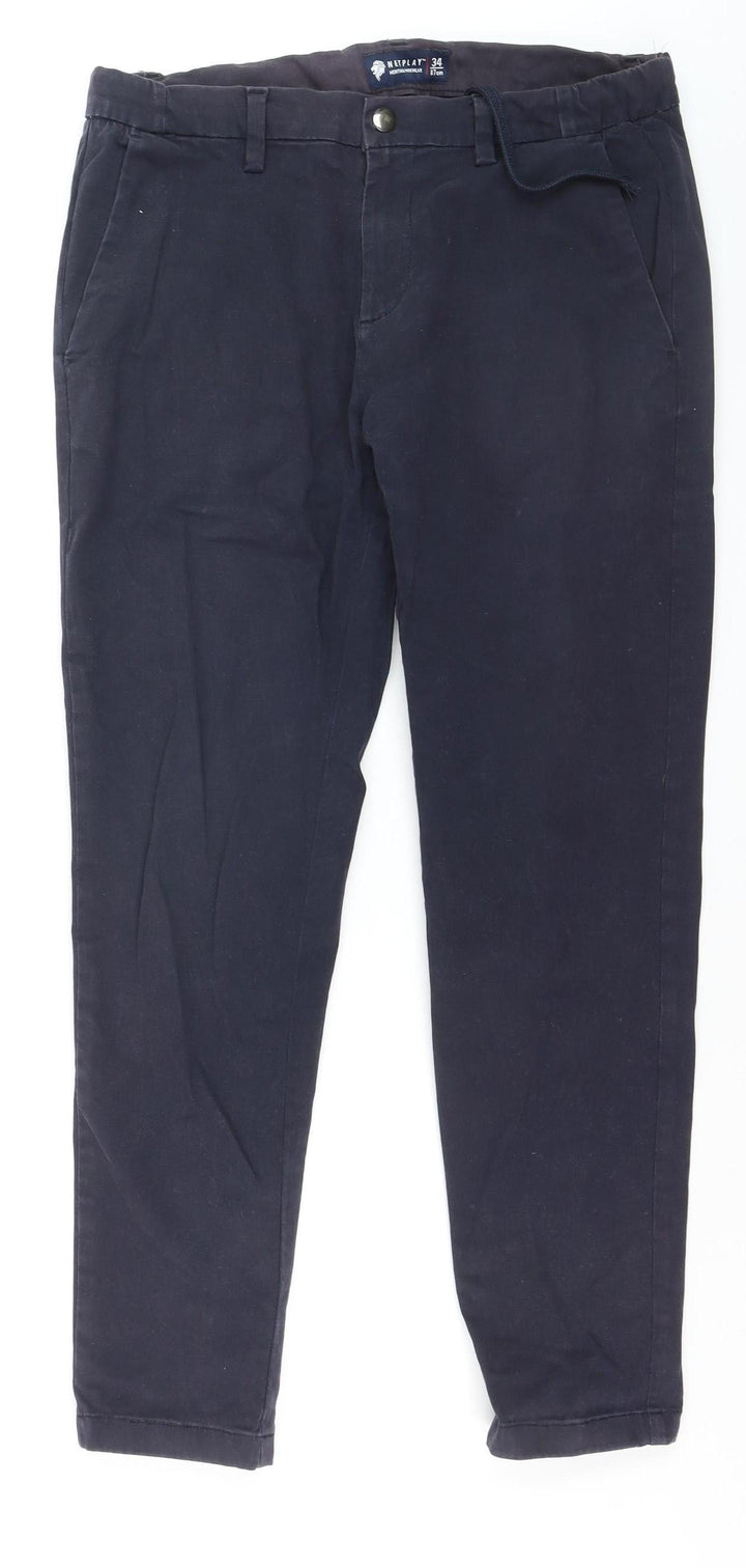 Netplay Men's Black Straight Leg Jeans Size 34 Regular Fit Cotton Blend
