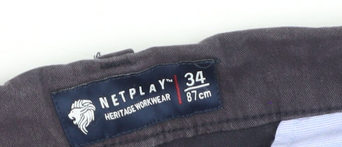 Netplay Men's Black Straight Leg Jeans Size 34 Regular Fit Cotton Blend