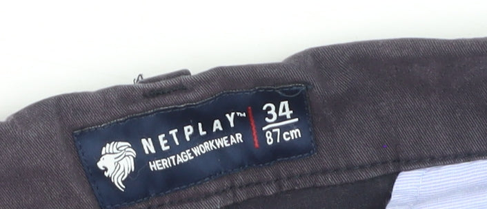 Netplay Men's Black Straight Leg Jeans Size 34 Regular Fit Cotton Blend