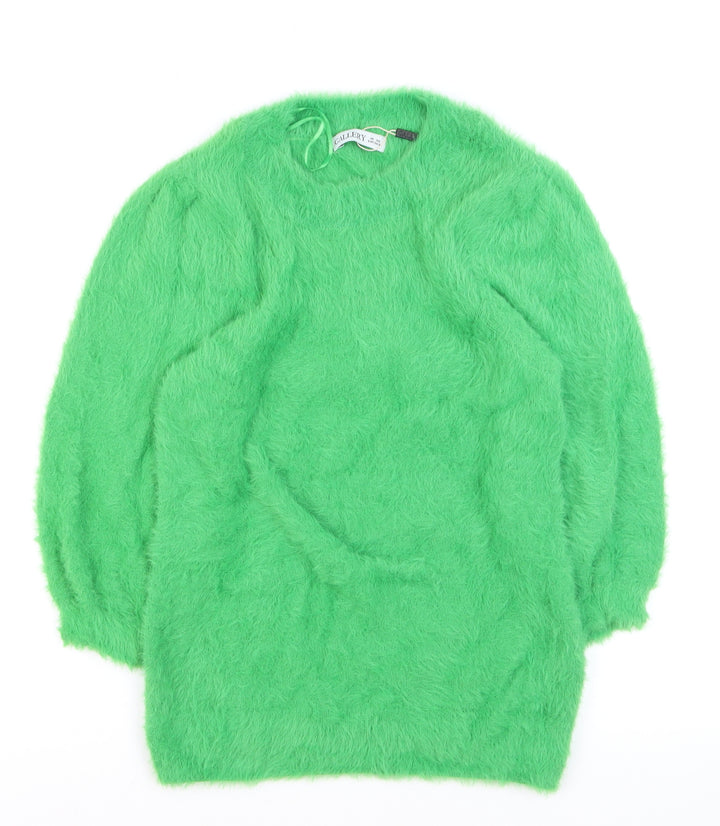 Gallery Women’s Green Fuzzy Angora Blend Pullover Jumper XS