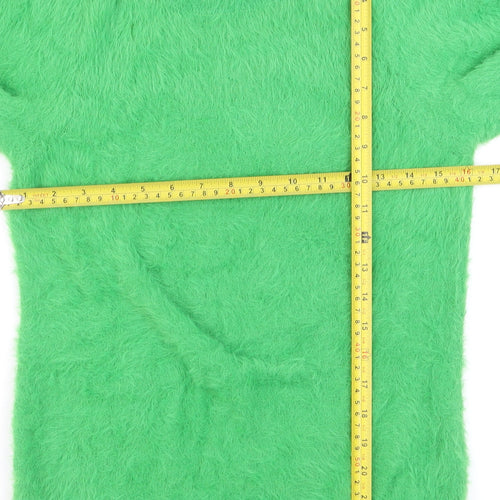Gallery Women’s Green Fuzzy Angora Blend Pullover Jumper XS
