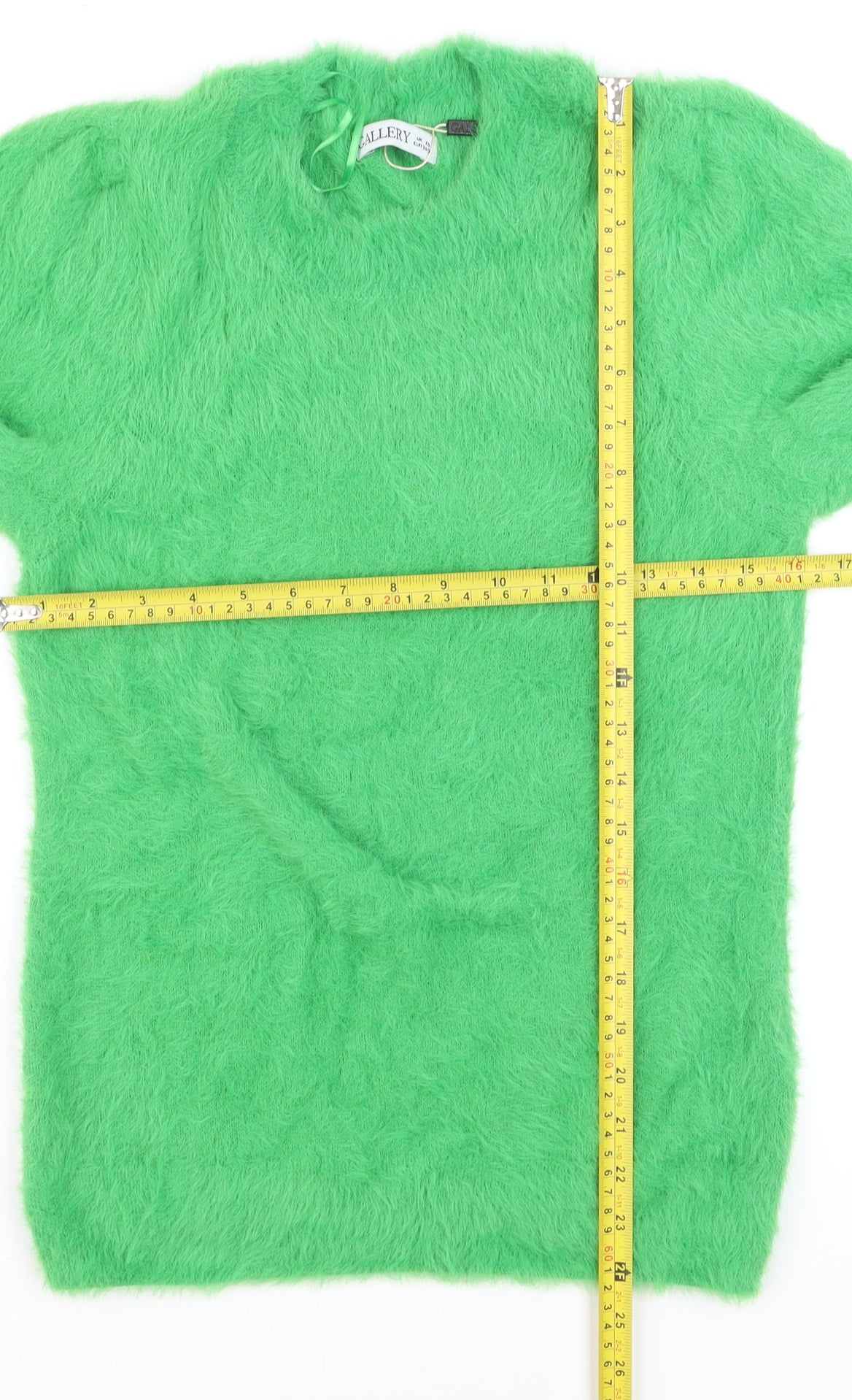 Gallery Women’s Green Fuzzy Angora Blend Pullover Jumper XS