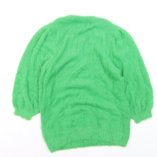 Gallery Women’s Green Fuzzy Angora Blend Pullover Jumper XS