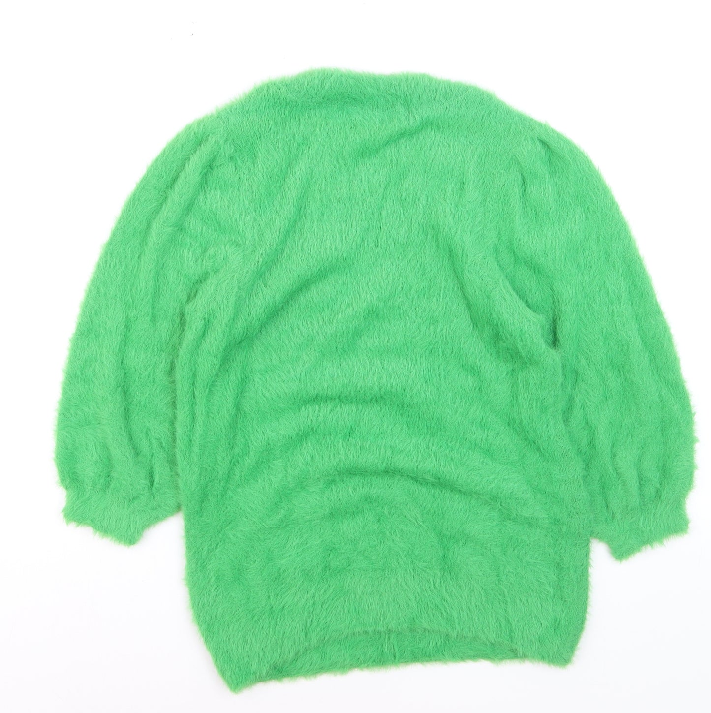 Gallery Women’s Green Fuzzy Angora Blend Pullover Jumper XS