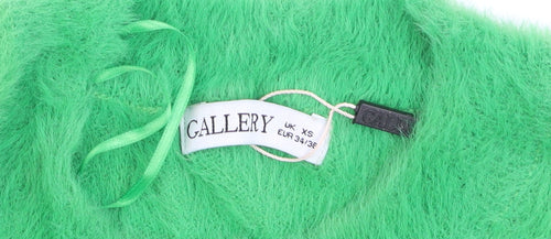 Gallery Women’s Green Fuzzy Angora Blend Pullover Jumper XS