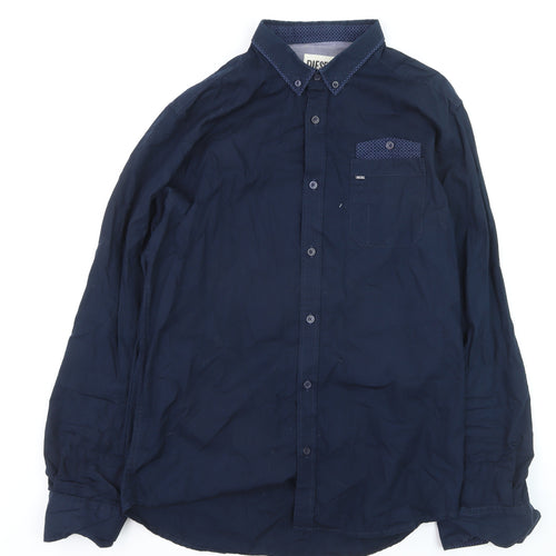 Diesel Men’s Blue Long Sleeve Button-Down Cotton Shirt L